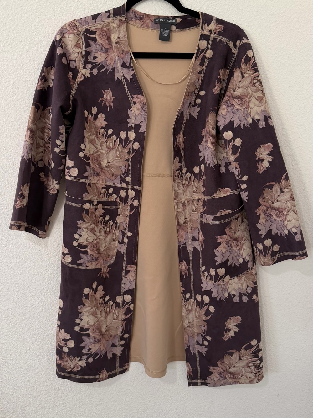 Chelsea & Violet Plum Floral Longline Coatigan